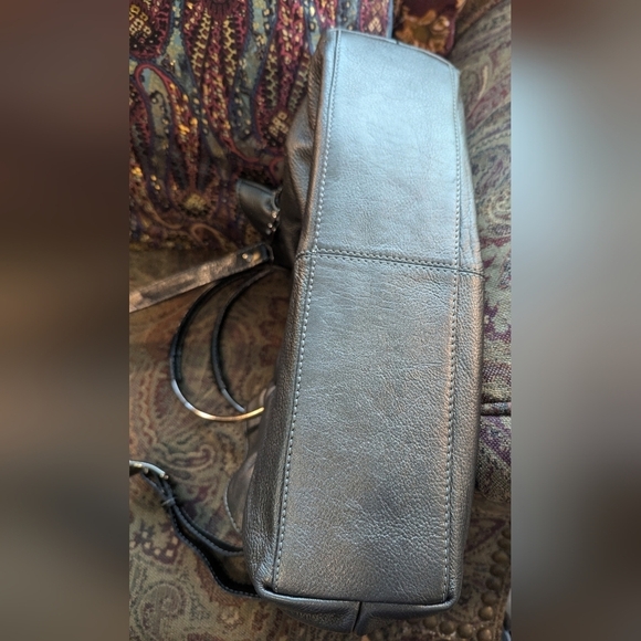 Vintage Nino Bossi Leather Convertible Bag In Grey Pewter Leather - Picture 2 of 16